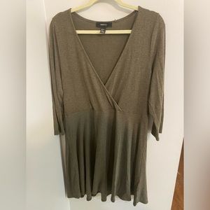 FOREVER 21 + Army Green Jersey Long Sleeve Dress! Size 2XL